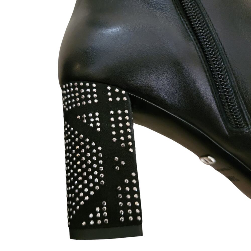 Dior Stellar Black Leather Studded CD Ankle Boots Block Heel MD0516 39.5 9.5 - Picture 8 of 12